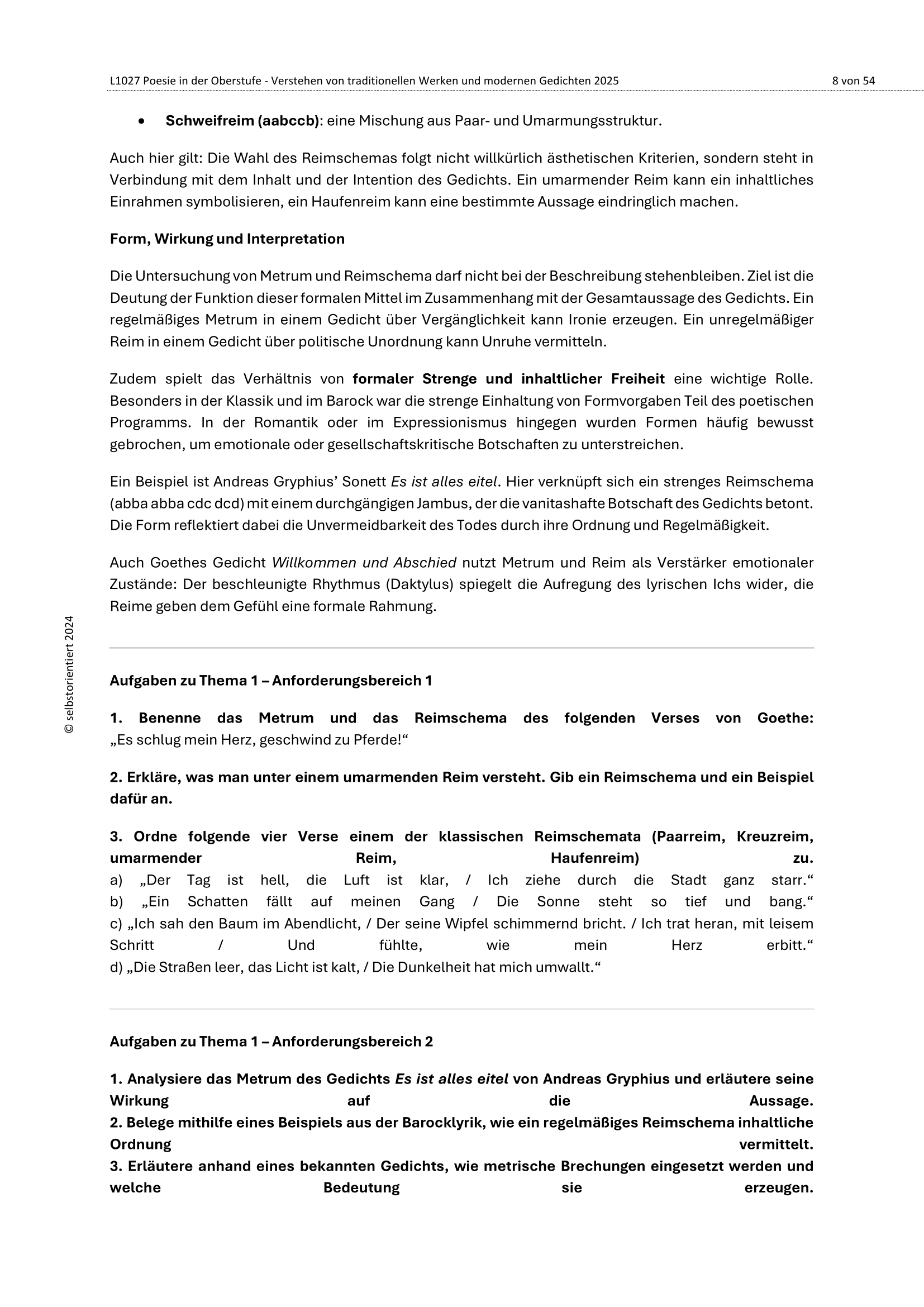 Unterrichtsreihe: Poesie verstehen – Tradition & Moderne in der Lyrik
