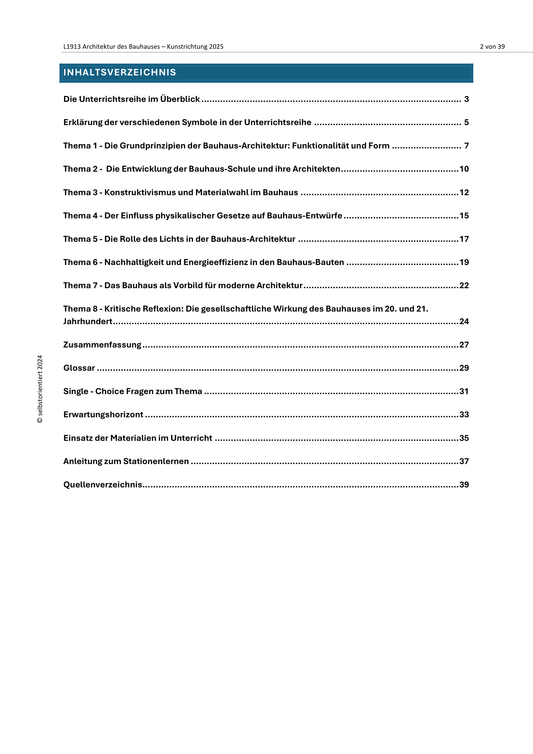 Architektur des Bauhauses – Unterrichtsreihe