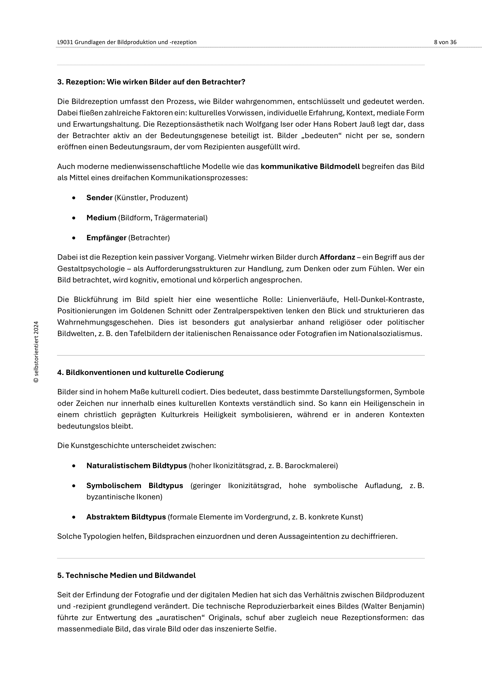 Unterrichtsreihe Kunst: Grundlagen der Bildproduktion & -rezeption